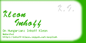 kleon inhoff business card